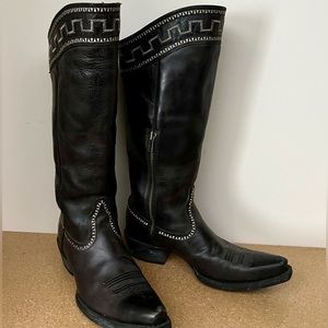 Ariat Sahara Old West Black Leather Cowboy Zip Boot Womens Size 8